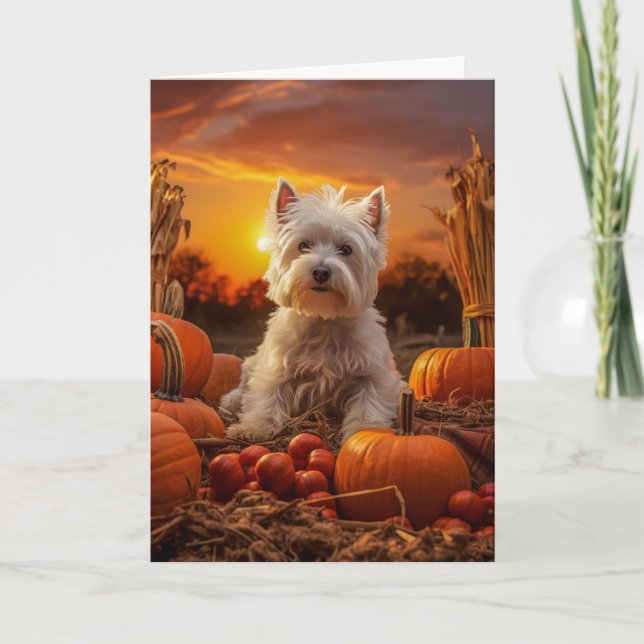Westie Thanksgiving Helgkort (Framsida)