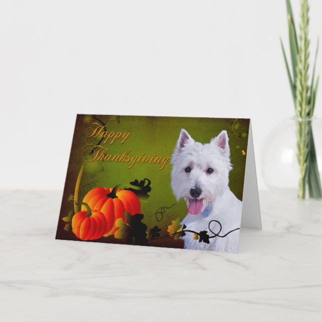 Westie thanksgivingkort helgkort (Framsida)