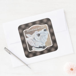 Westie Tittar upp profil B Fyrkantigt Klistermärke