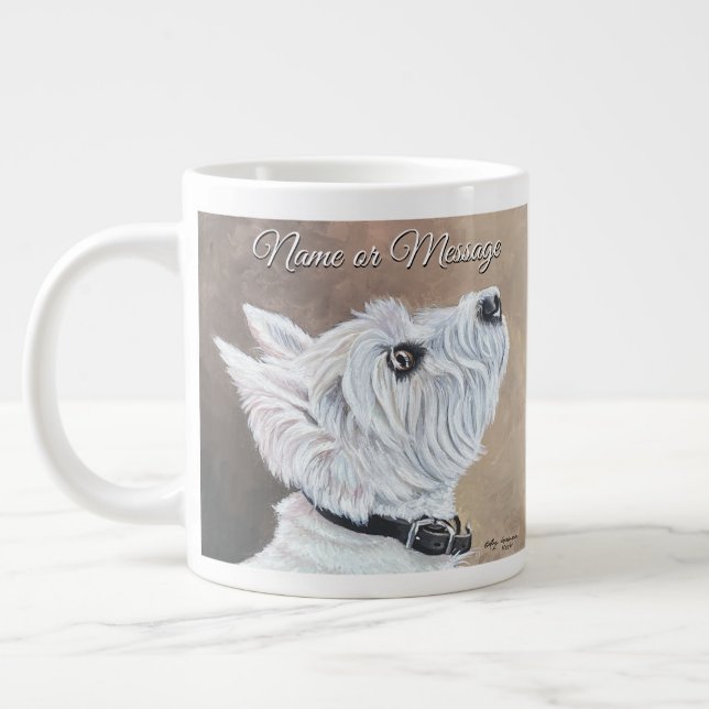 Westie Tittar upp profil B Jumbo Mugg (Vänster)