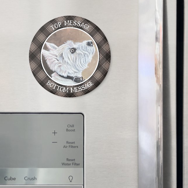 Westie Tittar upp profil B Magnet (In Situ (Fridge))