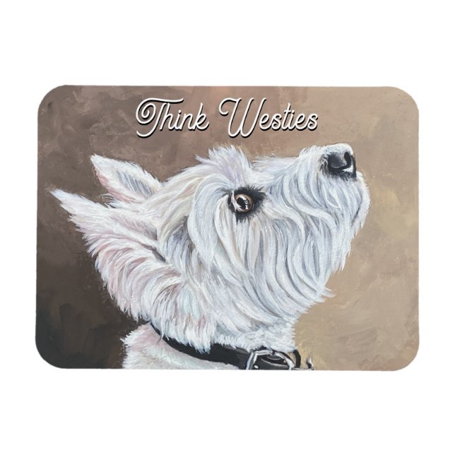 Westie Tittar upp profil B Magnet (Horisontell)