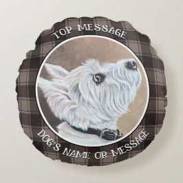 Westie Tittar upp profil B Rund Kudde