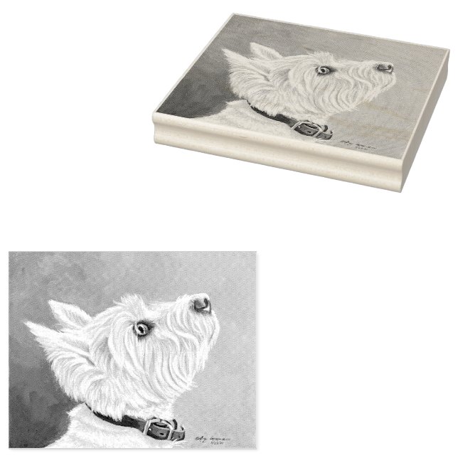 Westie Tittar upp profil B Stämpel (Stämplad)