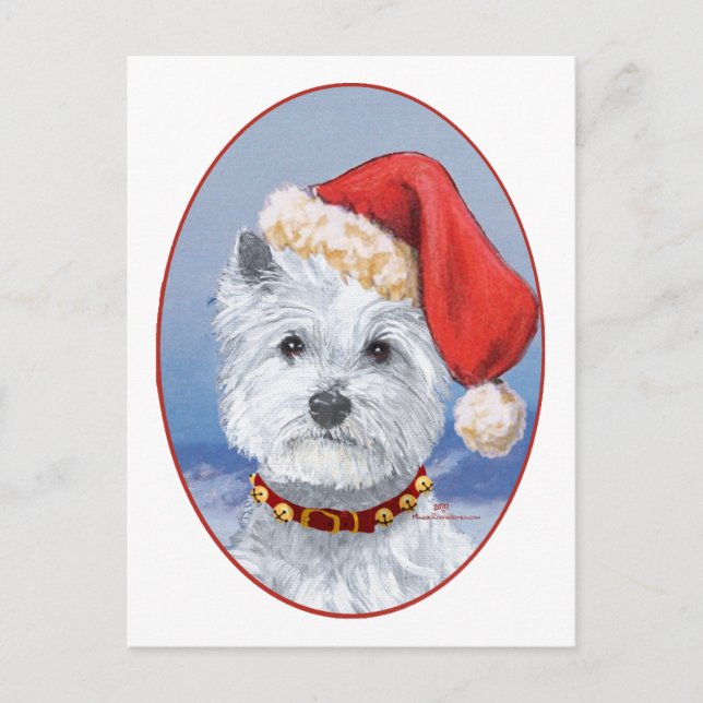 Westie Tomtes Helper Helg Vykort (Framsida)