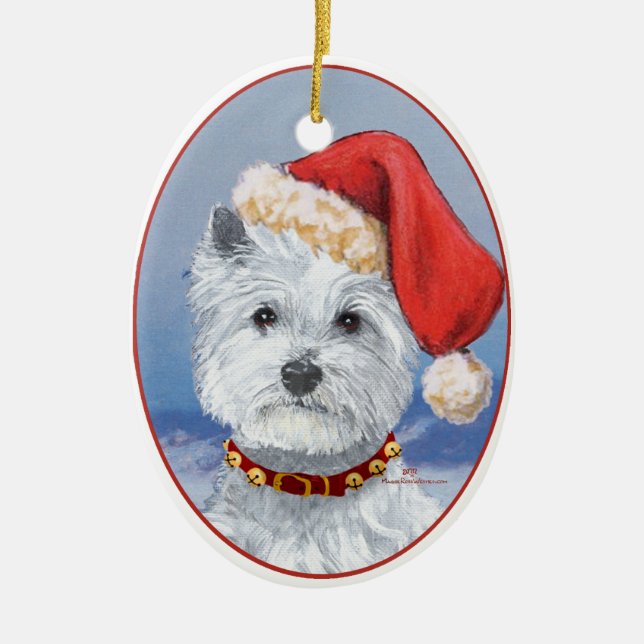 Westie Tomtes Helper Julgransprydnad Keramik (Framsidan)