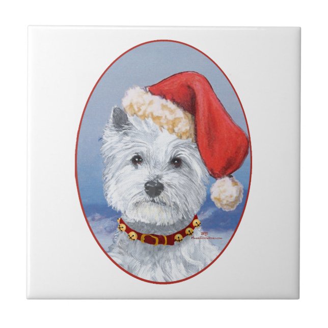 Westie Tomtes Helper Kakelplatta (Framsidan)