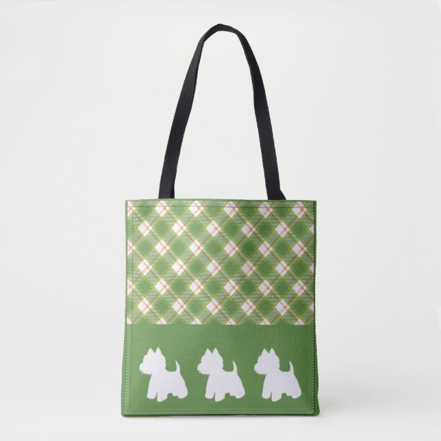 Westie Tote Bag Grönt Play Tygkasse (Framsida)