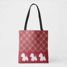 Westie Tote Bag Red Play Tygkasse