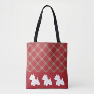 Westie Tote Bag Red Play Tygkasse