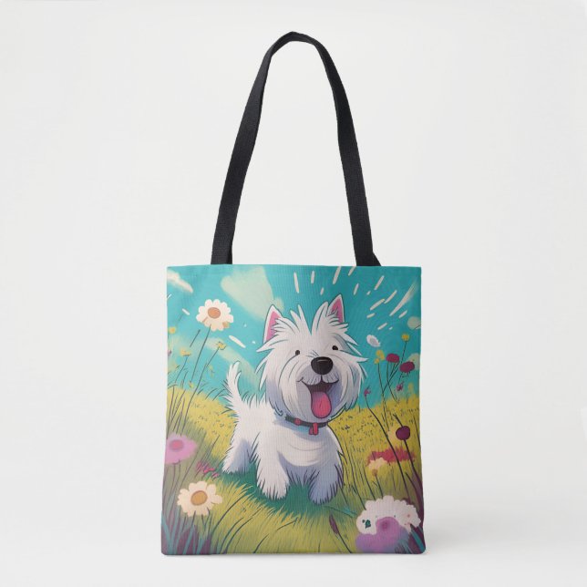 Westie Tote Bag Tygkasse (Framsida)