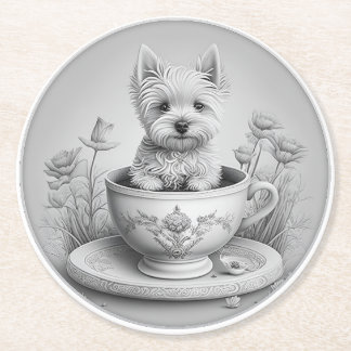 Westie underlägg - Wes-tea Papper Rund