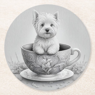 Westie underlägg - Wes-tea Papper Rund