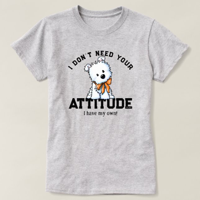 Westie Valp ATTITYD 100% Bomull T-Shirt (Design framsida)