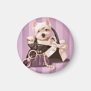 Westie valp i handväska magnet