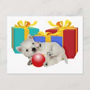 Westie-valp jul lekstund helg vykort