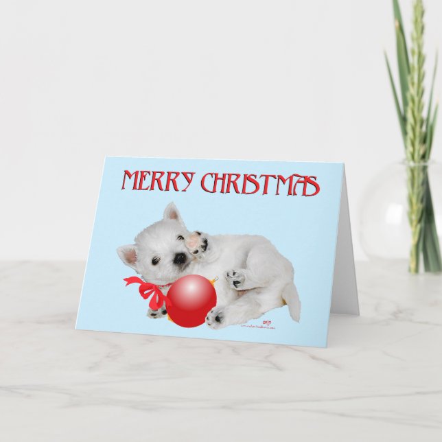 Westie-valp jul lekstund helgkort (Framsida)