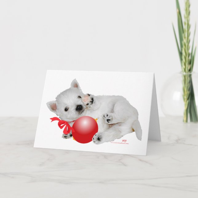 Westie Valp Jul Lekstund Helgkort (Framsida)