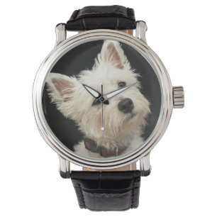 Westie (västra höglands- terrier) med förser me armbandsur