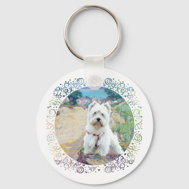 Westie vid havet nyckelring (Framsida)
