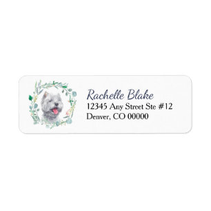 Westie Vit Hund Krans Returadress Etikett