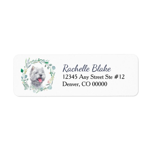 Westie Vit Hund Returadress av utandning Returadress Etikett (Framsidan)