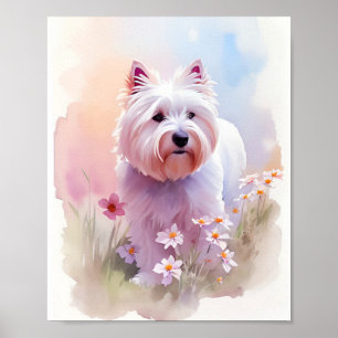 Westie Watercolor Porträtt 1 Poster