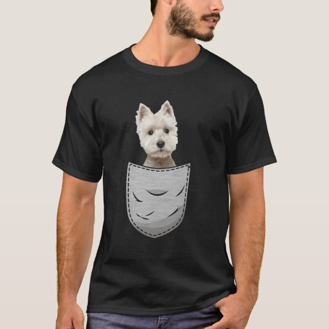 Westie White Highland Terrier Pocket för Hundägare T Shirt (Framsida)