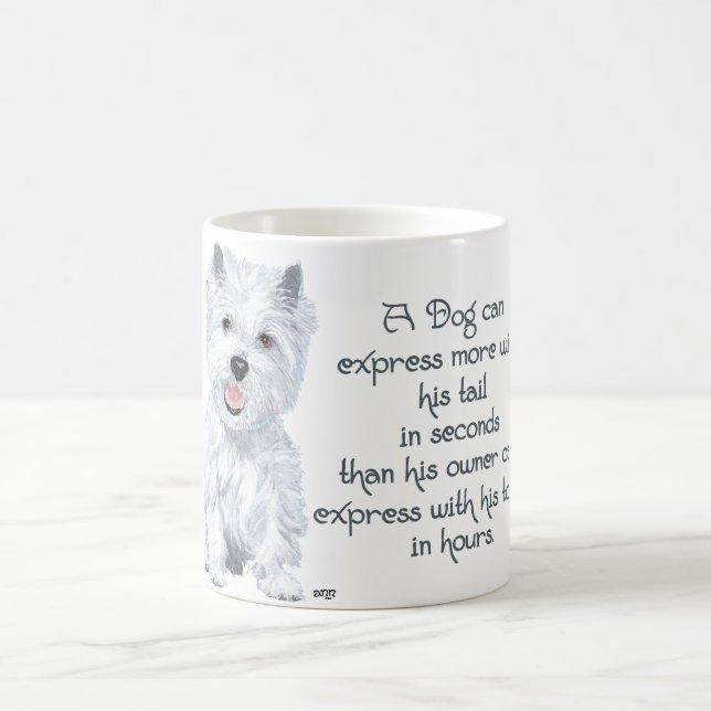 Westie Wisdom - Wagging Svan eller Tunga? Kaffemugg (Center)