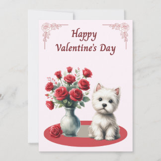 Westie with Roses Valentine's Card Julkort