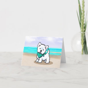 Westieface Beach Note Card Tack Kort