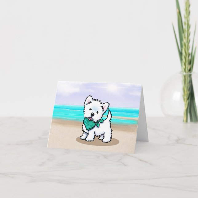Westieface Beach Note Card Tack Kort (Framsida)
