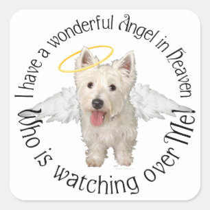 Westies Guardian Angels Fyrkantigt Klistermärke