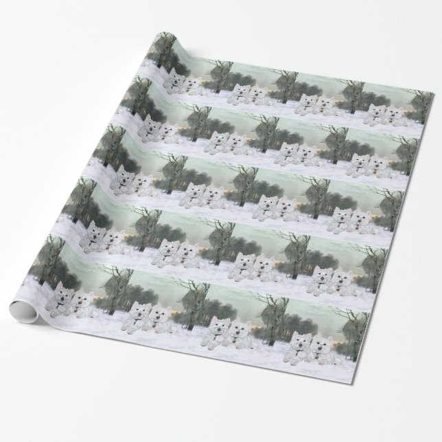 Westies julglädje presentpapper (Utrullad)