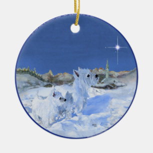 Westies julgransprydnad keramik