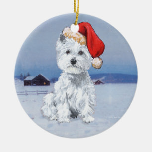 Westies julgransprydnad keramik