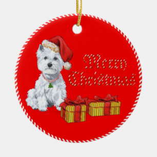 Westies julgransprydnad keramik