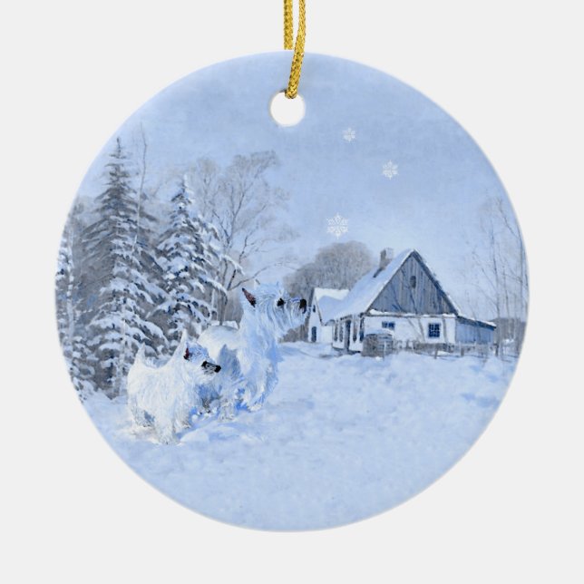 Westies julgransprydnad keramik (Framsidan)