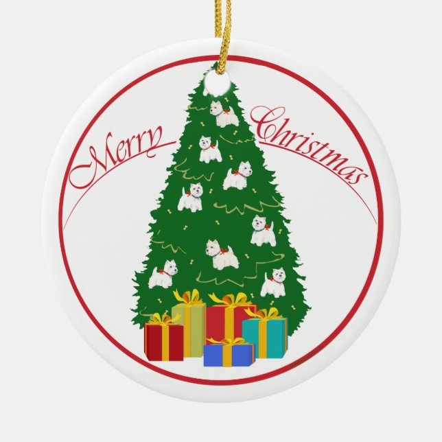 Westies julprydnad julgransprydnad keramik (Framsidan)