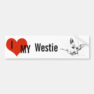 Westies kärlek, svartvit teckning bildekal