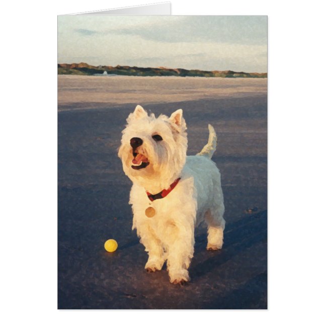 Westies och havet hälsningskort (Framsidan)