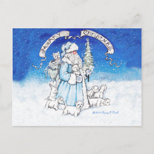Westies och Jultomten Helg Vykort