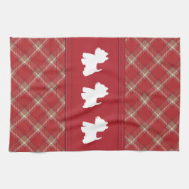 Westies på tartanbakgrund kökshandduk