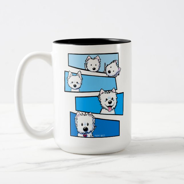 Westievision Westie Terrier Lover  Två-Tonad Mugg (Vänster)
