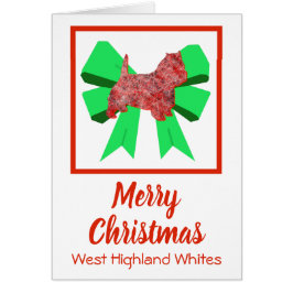 Westift Highland White Cute Jute Jul Hund Bow Card Hälsningskort