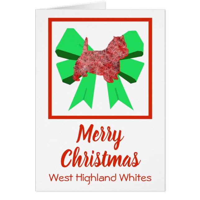 Westift Highland White Cute Jute Jul Hund Bow Card Hälsningskort (Framsidan)