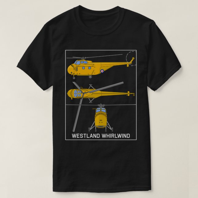 Westland Whirlwind British Gult Helicopter Diagr T Shirt (Design framsida)