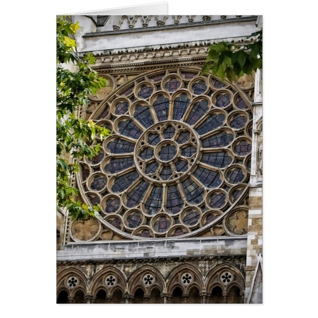 Westminster Abbey - fönster med fastsatt glas - ko Hälsningskort (Framsidan)
