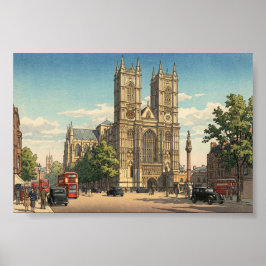 Westminster Abbey Japanese Woodblock Print Poster