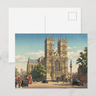 Westminster Abbey Japanese Woodblock Print Vykort